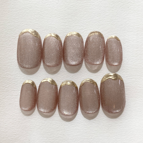 うるうるマグネットネイルチップ 短め 韓国 ブライダル 成人式