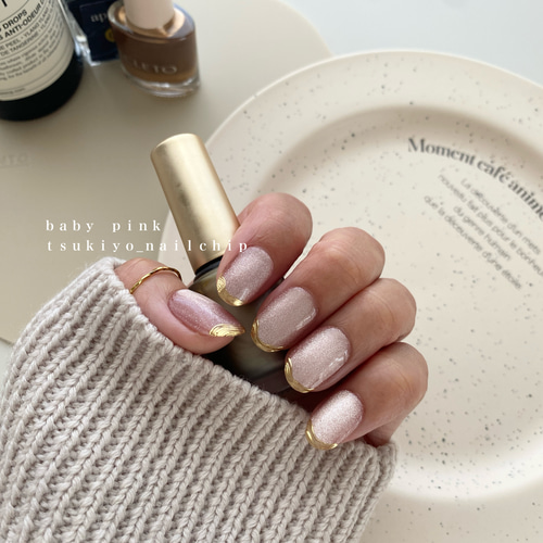 うるうるマグネットネイルチップ 短め 韓国 ブライダル 成人式