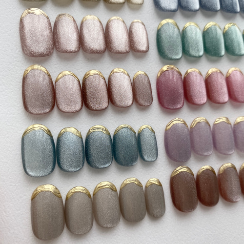 うるうるマグネットネイルチップ 短め 韓国 ブライダル 成人式