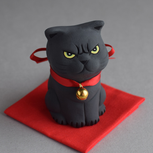 お怒りイカ耳お座り猫(黒猫)【受注制作】 その他置物 城南窯 通販