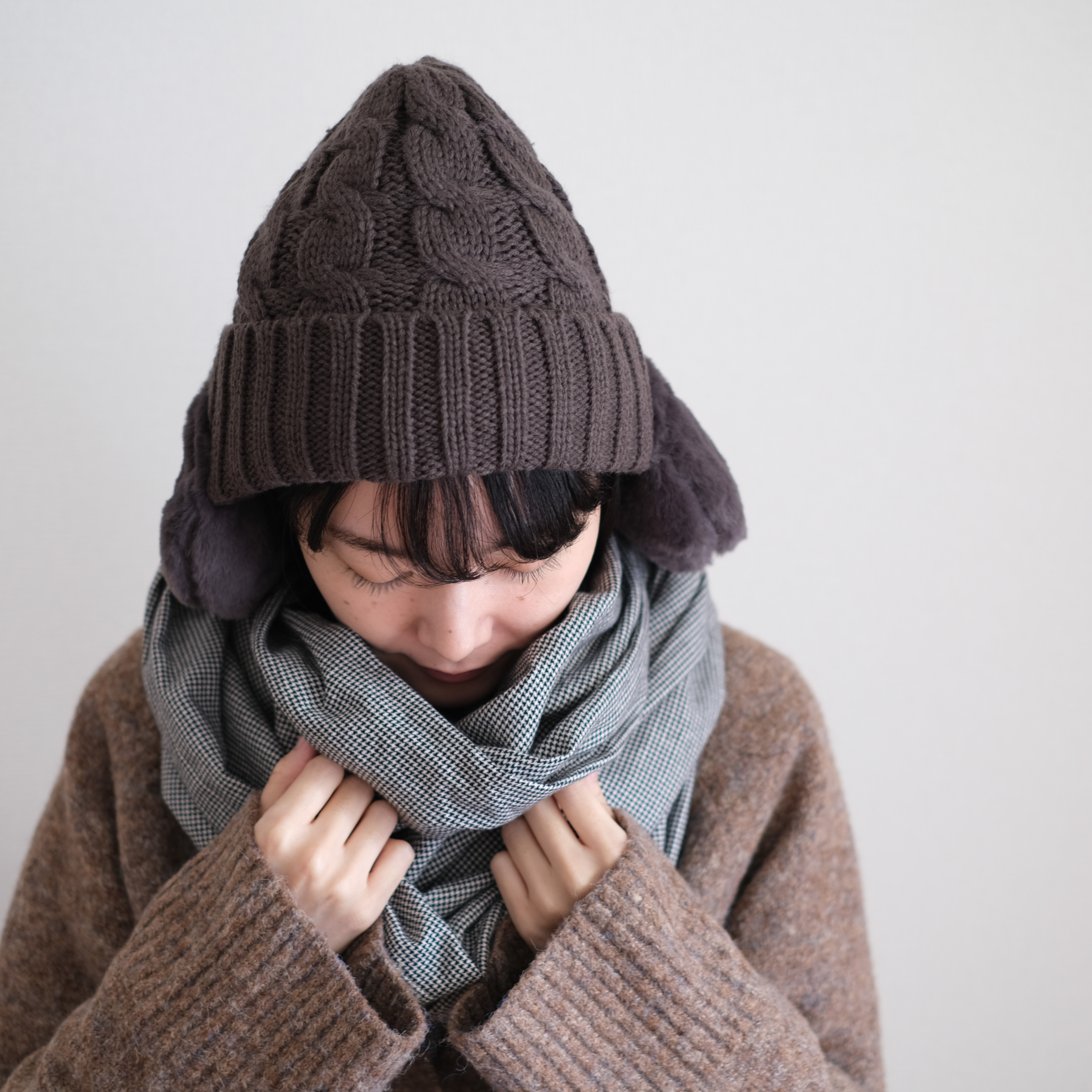 ブランケットにもなる千鳥スヌード　綿100%なので肌にも優しい○