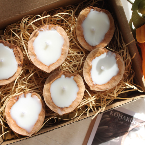 希少]フランスアンティーク・クルミキャンドル1点/NO1