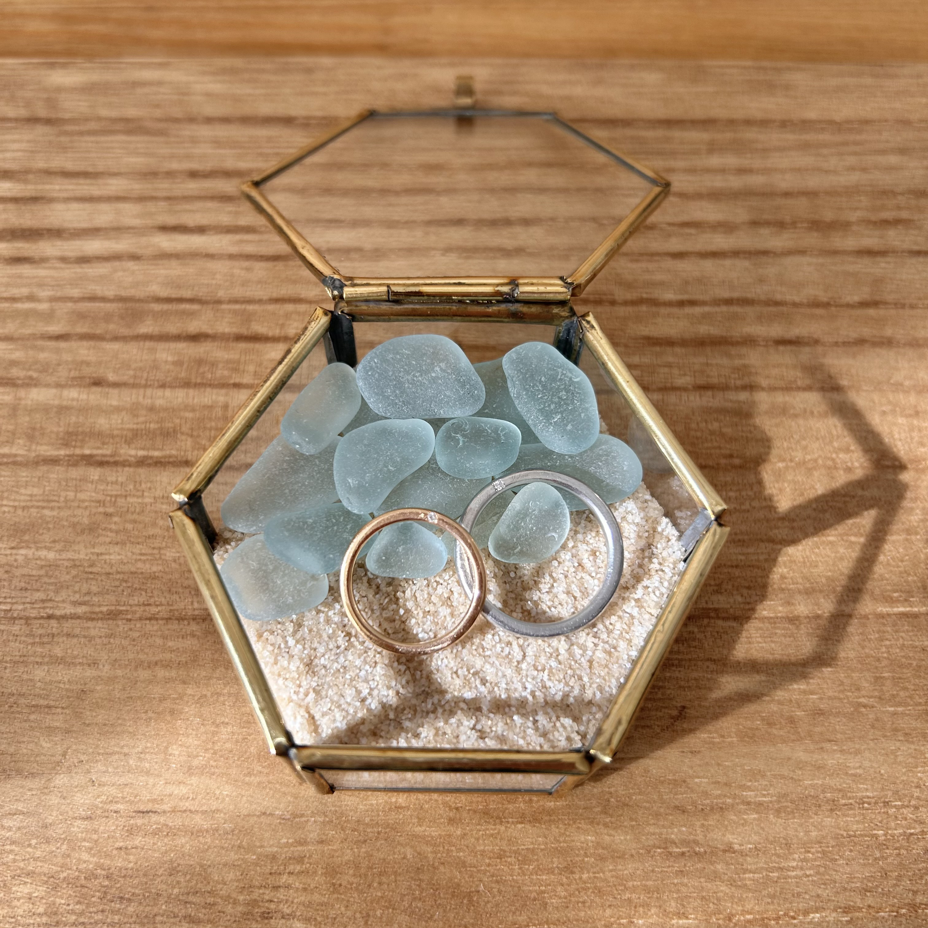 小さな海のリングピロー(水色シーグラス)  リングケース　結婚式　ウエディング　夏