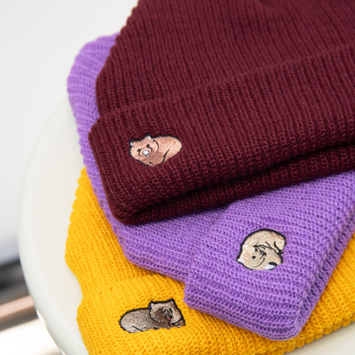 ウォンバット ユキちゃん 刺繍 ニット帽 Nook Nook ニット帽・ビーニー
