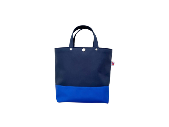 6号帆布手持ちトートM ネイビー×ブルー トートバッグ ueyama canvas