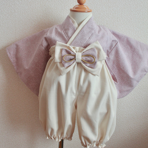 【専用】ハンドメイド　ベビー袴　キッズ袴　かすみ草ピンク×アイボリー　110 専用】ハンドメイド ベビー袴 キッズ袴 かすみ草ピンク