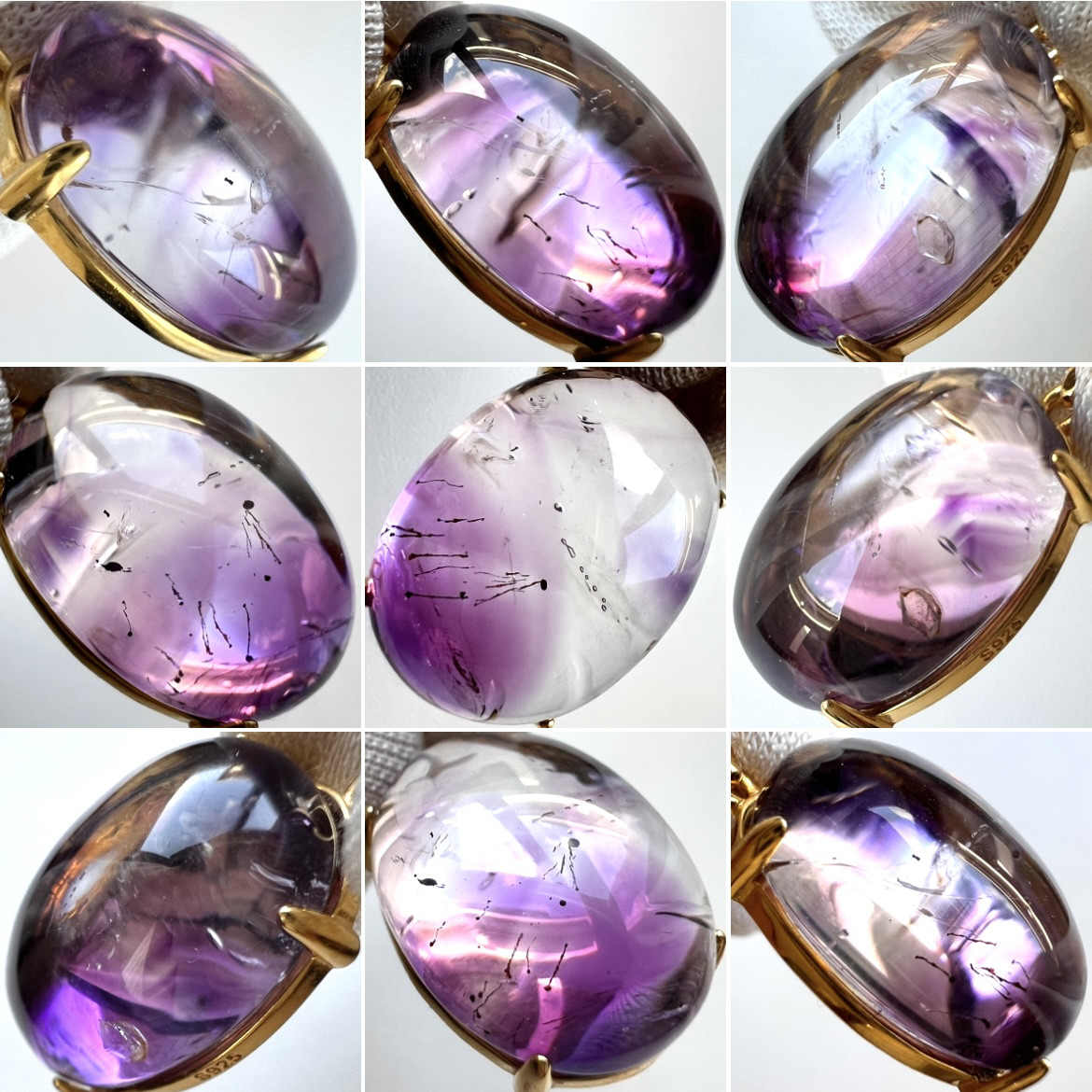 宝石質アメジストエレスチャルAAA☆オーバル17×13.5mm☆爪留め・一粒ネックレス