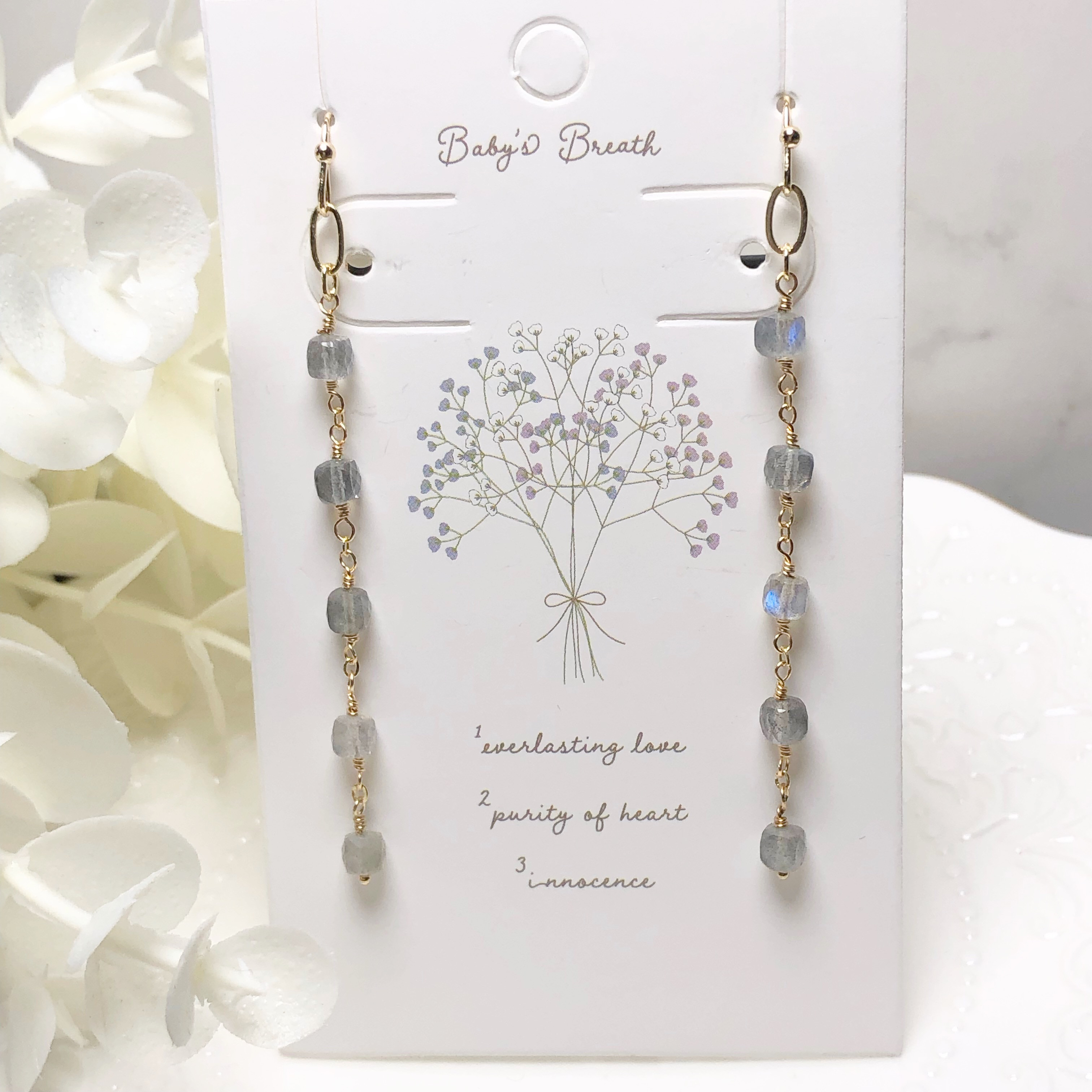 《  14kgfピアス》ラブラドライトAAAダイス cutのピアス