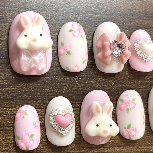 オーダーネイルチップ うさぎ②】ウサギネイル ☆1200円☆