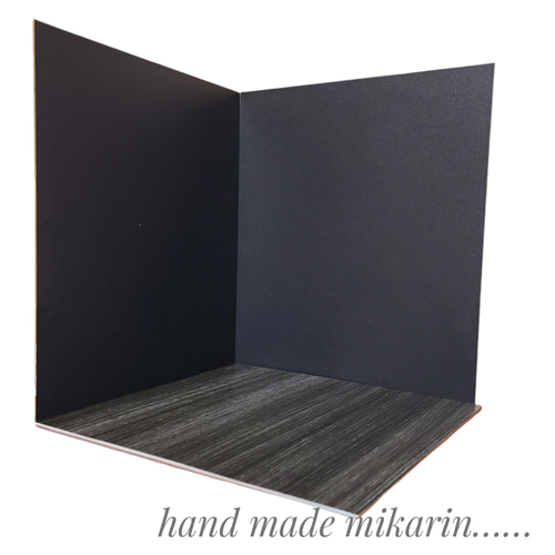 背景撮影ボード（ブラック×黒木目）【ドールハウス】 その他人形