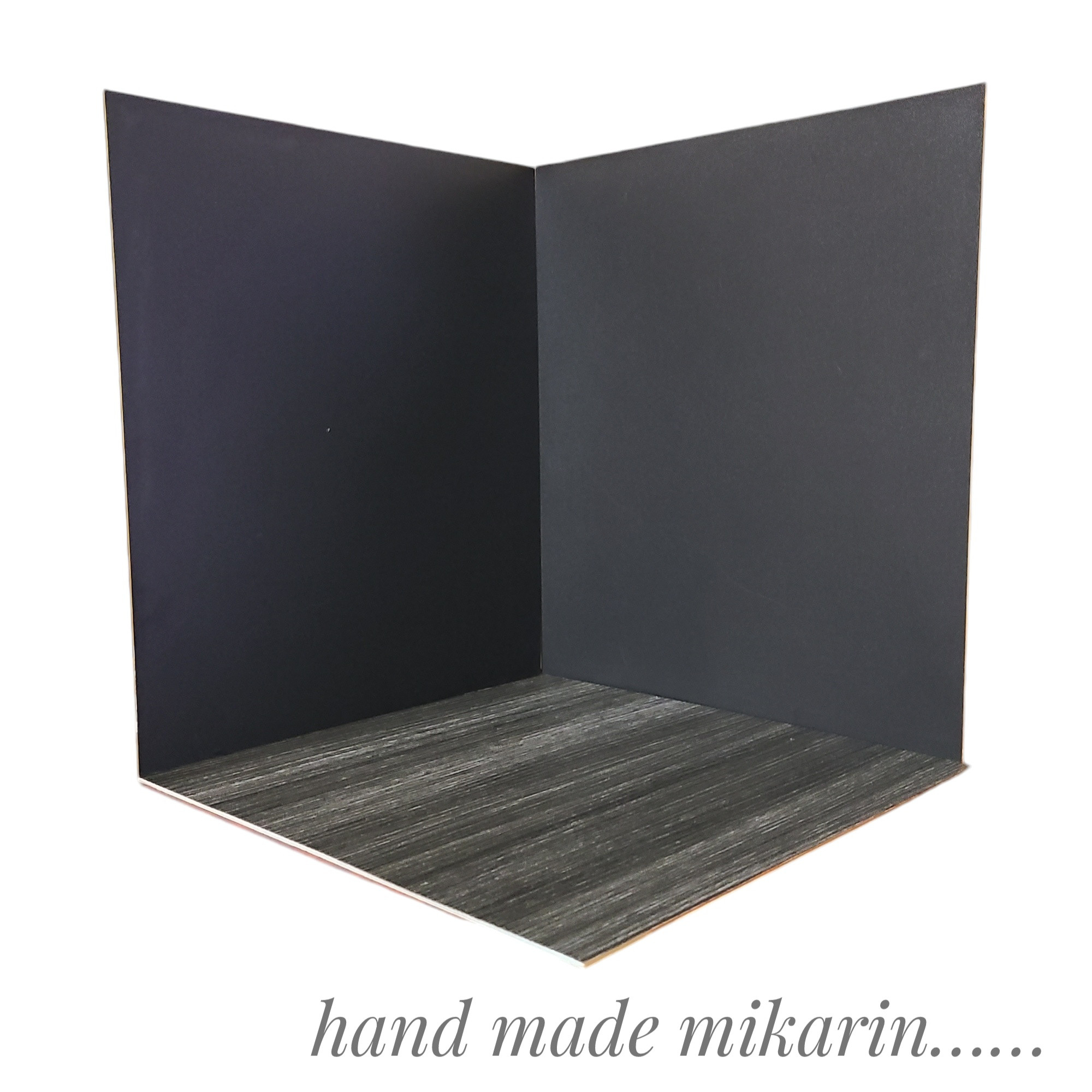 背景撮影ボード（ブラック×黒木目）【ドールハウス】 その他人形