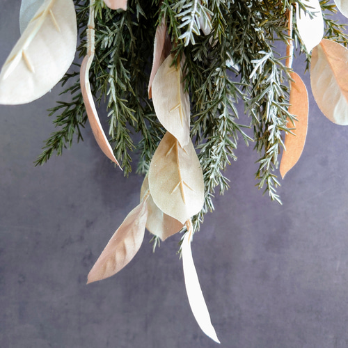 new!!❀New Year Swag2025 Silver Leaf 【スワッグ＆しめ飾り】国産稲