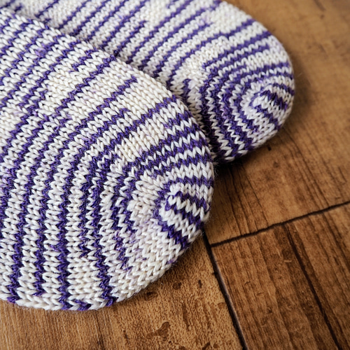 手編み靴下（3）薄紫