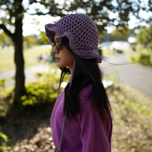 mmother.ddaughter / バケットハット かぎ編み パープル クロシェ