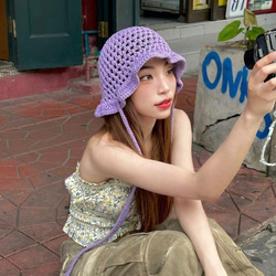 mmother.ddaughter / バケットハット かぎ編み パープル クロシェ