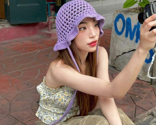 mmother.ddaughter / バケットハット かぎ編み パープル クロシェ