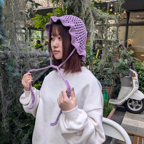 mmother.ddaughter / バケットハット かぎ編み パープル クロシェ