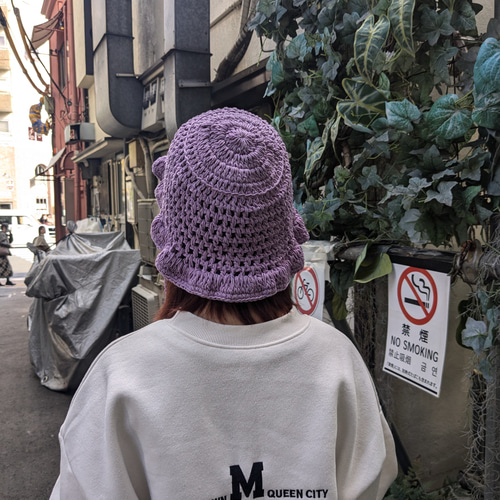 mmother.ddaughter / バケットハット かぎ編み パープル クロシェ