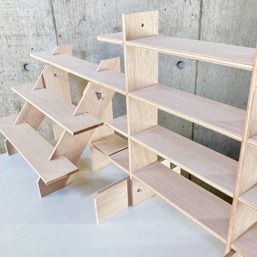 什器 ラック4段/50幅/普通合板〈上質材〉組立式 イベント什器 店舗