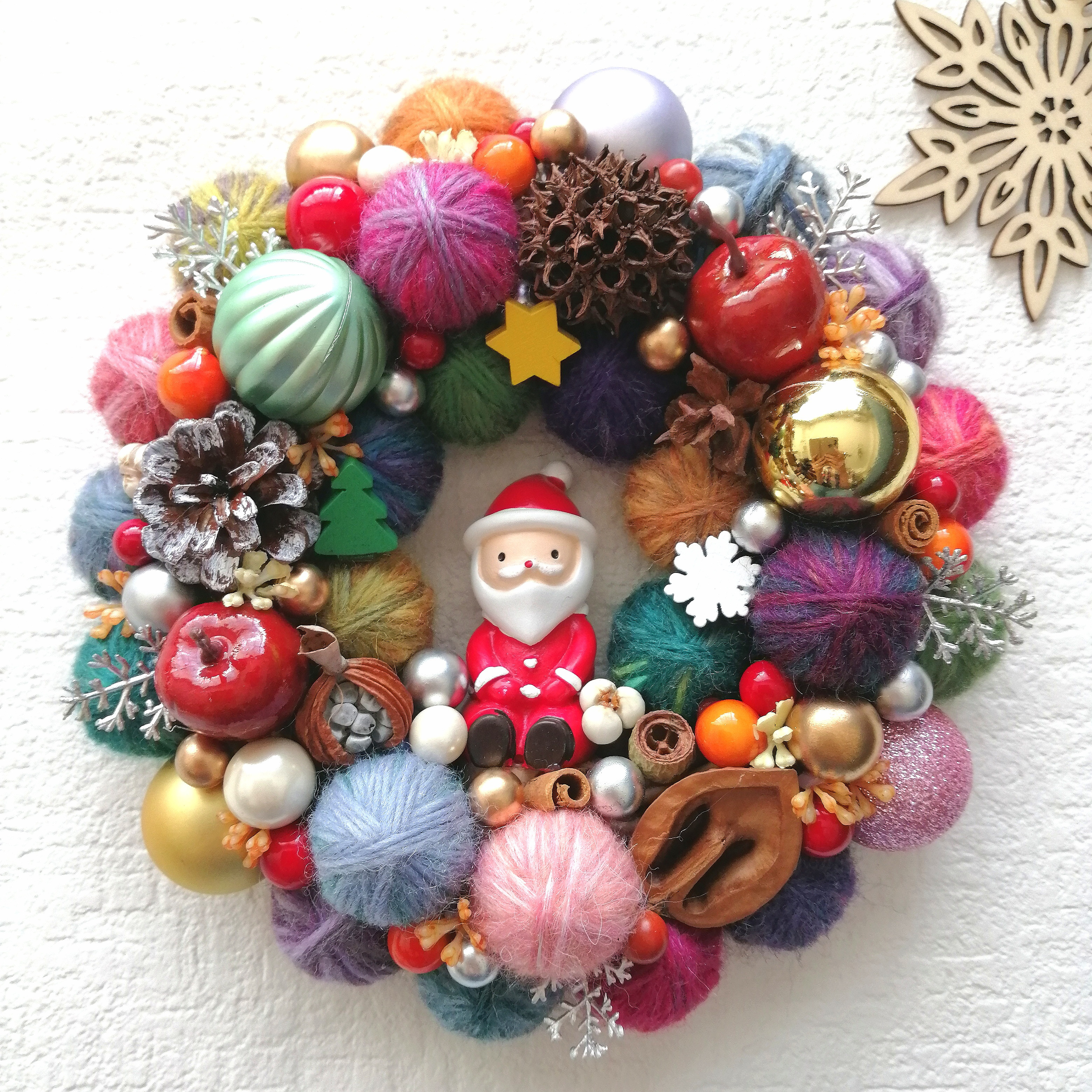 ハンドメイド 毛糸玉ツリー 毛糸ツリー クリスマスツリーの通販