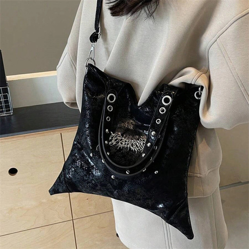 1個 Y2K風レトロ ショルダーバッグ レディース、メタルスタッズ 1個 Y2K風レトロ ショルダーバッグ レディース、メタルスタッズ
