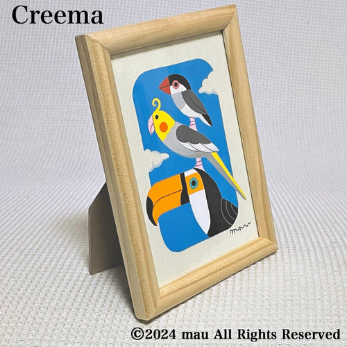 【絵画】ネイチャーアート　「カモの親子」原画 絵画】ネイチャーアート 「カモの親子」原画