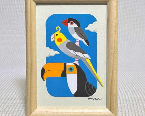 原画「小鳥ブレーメン A5 黄色A」小鳥/鳥/イラスト/絵/北欧/アート/絵画 原画「小鳥ブレーメン A5 黄色A」小鳥/鳥/イラスト/絵/北欧