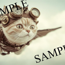 A4 ポスター スチームパンクの空飛ぶ猫 グラフィックアート その他