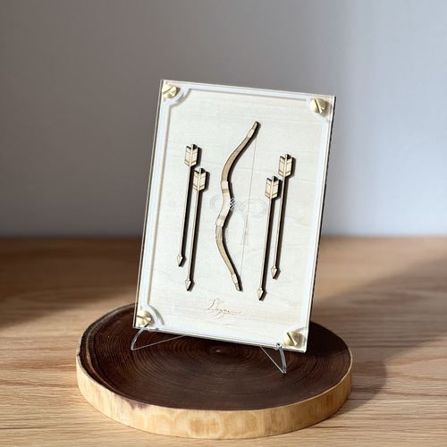 破魔弓』 壁掛けオプション有り☆【真鍮金具×アクリル×木のアート