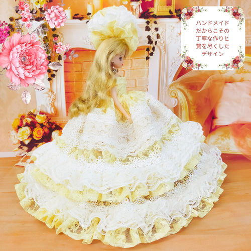 リカちゃんの服 ハンドメイド♡春色のドレス♡ リカちゃんサイズ プリンセスドレス ハンドメイド服 ドール服
