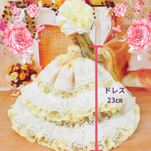み*こ様 リカちゃんハンドメイド服　黄色のお花ドレス み*こ様 リカちゃんハンドメイド服 黄色のお花ドレス リカちゃん