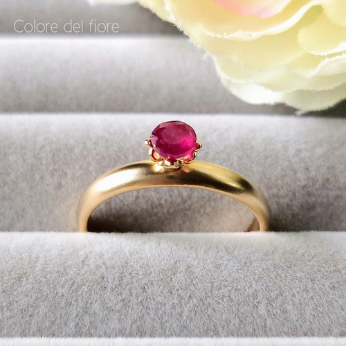 豪華 ルビー4mmのリング(エンシェントゴールドカラー／シルバーカラー アクセサリー