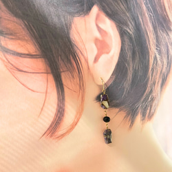 チャロアイト・カルサイトコッパーのロングピアス・イヤリング