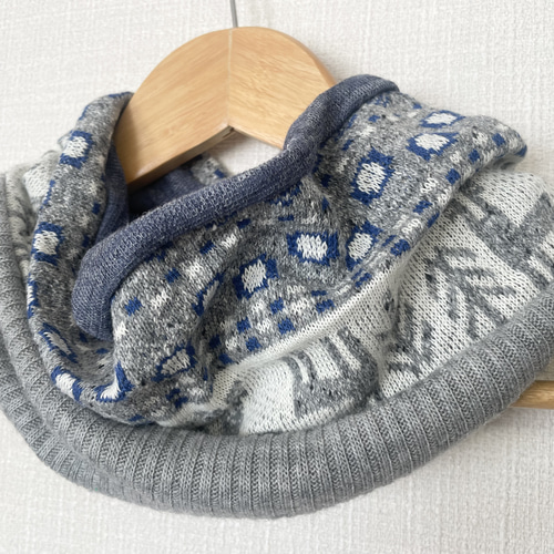 ゆったりノルディック&ブルーグレー新作手作りハンドメイドネック