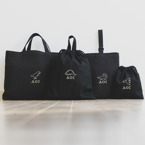 レッスンバッグ 上履き入れ 体操服袋 ヌビ恐竜刺繍 【公式通販】