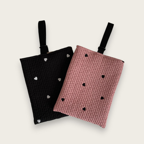 入園入学セット 4点 名入れ ヌビ コットンリネン ハートブラック