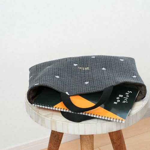 入園入学セット 4点 名入れ ヌビ コットンリネン ハート ダークグレー