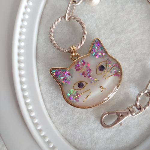 オリジナル一点物 レジンバッグチャーム ねこ星の鼻 素敵な逸品 バッグ