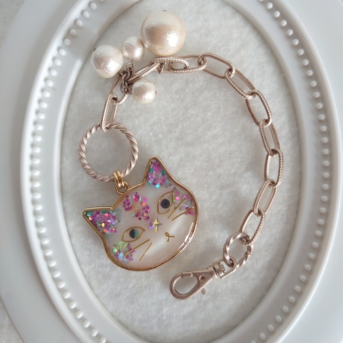 オリジナル一点物 レジンバッグチャーム ねこ星の鼻 素敵な逸品 バッグ