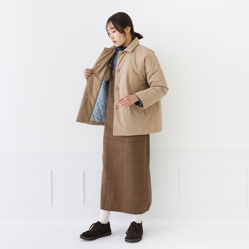 秋冬保温中綿襟付きハーフコート ジャケット kermu 通販 18416816