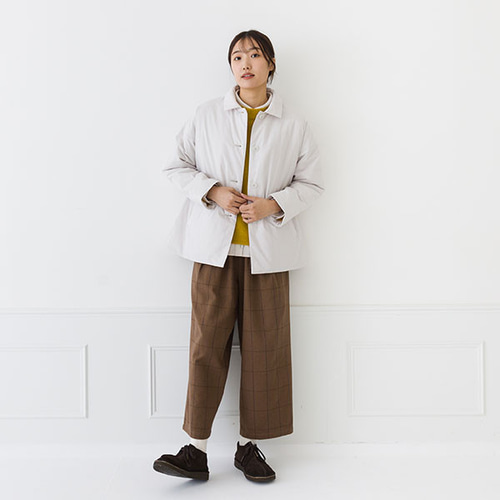 秋冬保温中綿襟付きハーフコート ジャケット kermu 通販 18416816