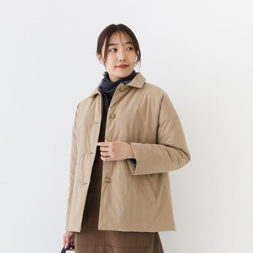 秋冬保温中綿襟付きハーフコート ジャケット kermu 通販 18416816