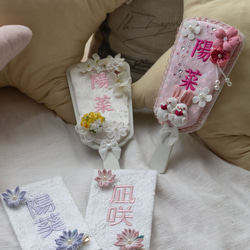 ミニ名前旗　名前入れ　名前旗　押し絵　もも　すみれ 3月3日　初節句 3枚目の画像