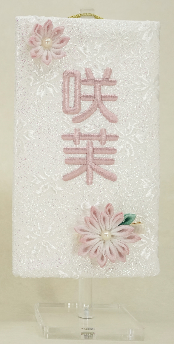 ミニ名前旗　名前入れ　名前旗　押し絵　もも　すみれ 3月3日　初節句 5枚目の画像