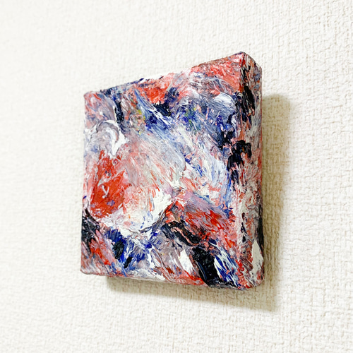 原画 油絵 アイデンティティー りんごのアート 抽象画 78×78mm