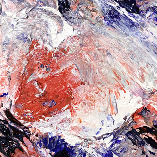 りんごの絵【原画】 アート作品 原画 油絵 アイデンティティー りんごのアート 抽象画 78×78mm