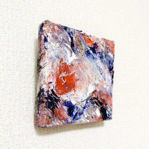 原画 油絵 アイデンティティー りんごのアート 抽象画 78×78mm