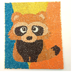 日本画　日本家屋　たぬき　動物　狸　岩絵具　B1サイズ　パネル 日本画 日本家屋 たぬき 動物 狸 岩絵具 B1サイズ パネル - 美術
