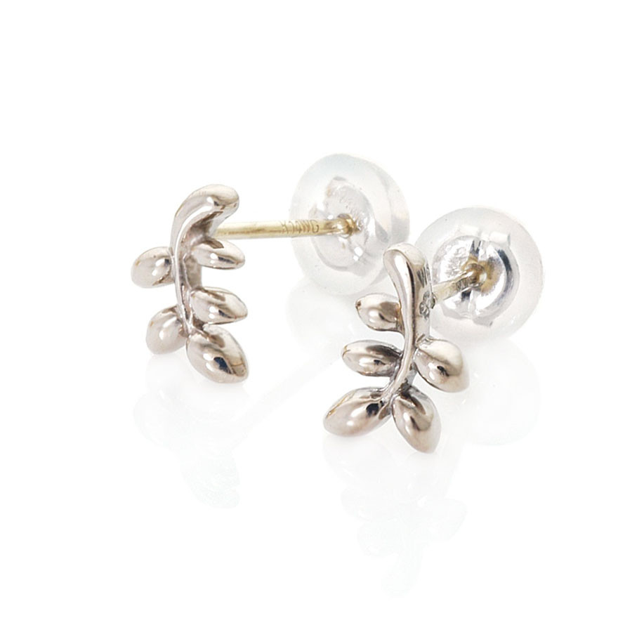 K18WG　ぷっくり　いなほピアス　ゴールド　植物　可愛い　ギフト