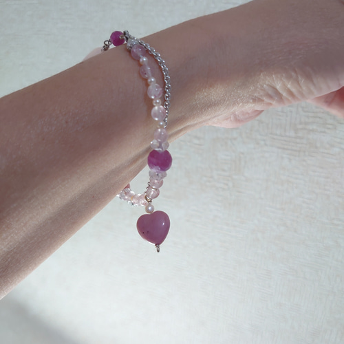 ピンククォーツ ルビー 天然石ブレスレット 素敵な逸品 特別価格